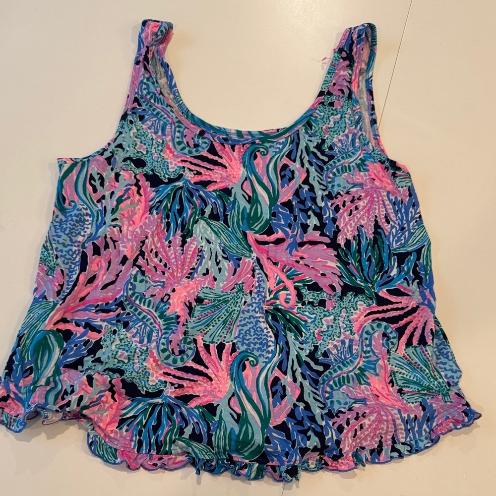 Lilly Pulitzer Ruffle Pajama Tank in Pink and Navy